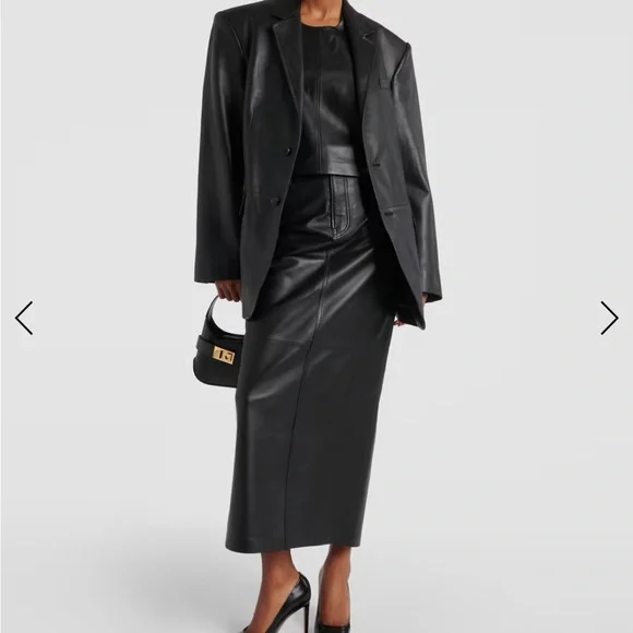 NYC Black Leather Oversized Blazer - Picture 2 of 6